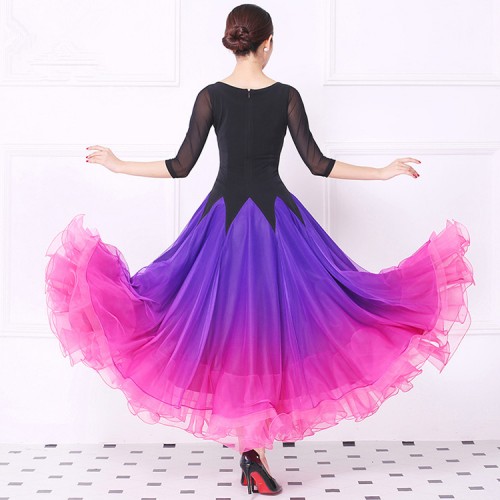Ballroom Dance Dresses Standard Stage Costume Performance Women Smooth Ballroom Dress Modern Waltz Tango purple Gradient color